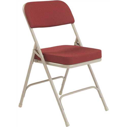 National Public Seating 3218 Burgundy Fabric Padded Seat Folding Chair