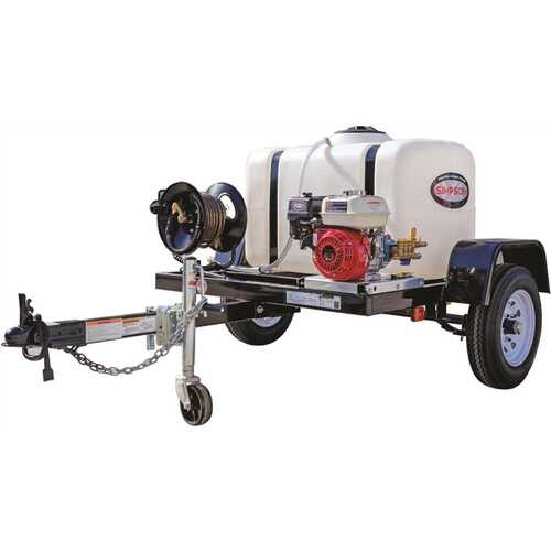 Simpson 95000 Mobile Trailer 3200 PSI 2.8 GPM Gas Cold Water Pressure Washer with HONDA GX200 Engine