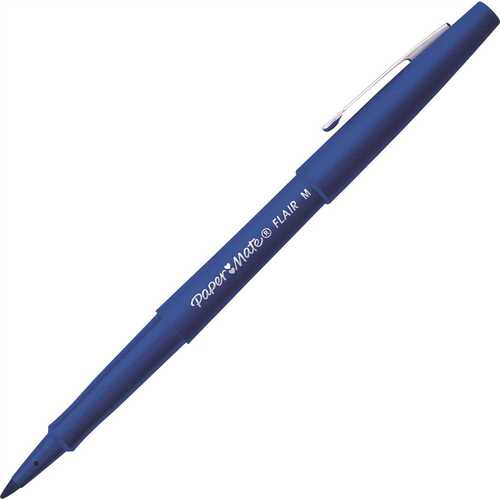 12 Medium Point Guard Flair Porous Point Stick Pen, Blue Ink