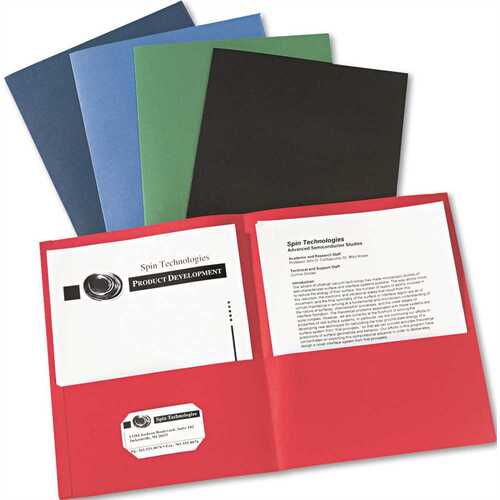 AVERY TWO-POCKET PORTFOLIO, EMBOSSED PAPER, 30-SHEET CAPACITY, ASSORTED COLORS, 25/BX