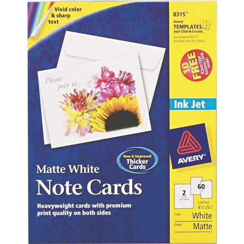 AVERY PRINTER-COMPATIBLE CARDS, 4-1/4 X 5-1/2, TWO PER SHEET, WITH ENVELOPES