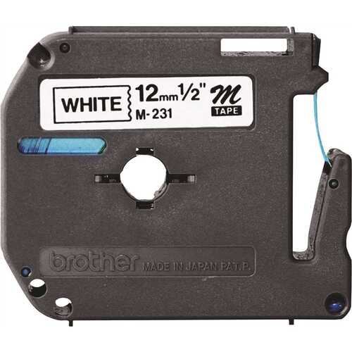 M Series 1/2 in. W Black On White Tape Cartridges for P-Touch Labelers