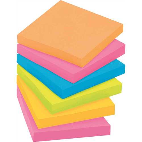 3 in. x 3 in., Super Sticky Notes, 5 Ultra Colors (90-Sheet Pads/Pack, )