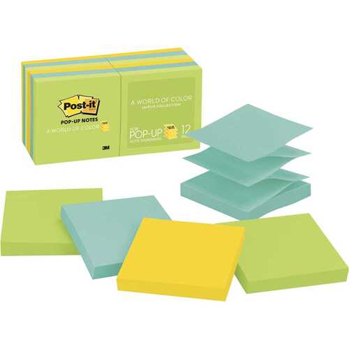 3 in. x 3 in., Pop-Up Note Refills 5 Ultra Colors (100-Sheet Pads/Pack)