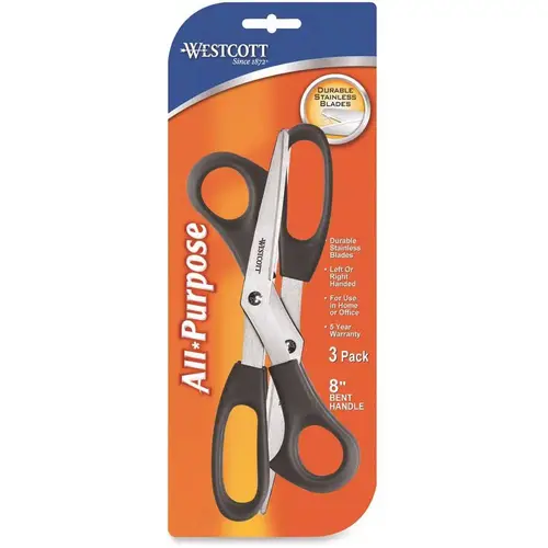 Westcott ACM13402 8 in. L 3-1/2 in. Cut Value Pack Scissors in Black