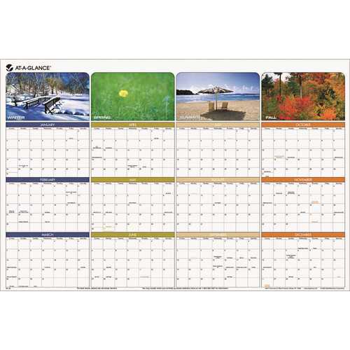 SEASONS IN BLOOM ERASABLE/REVERSIBLE QUARTERLY YEARLY WALL CALENDAR, 24 X 36