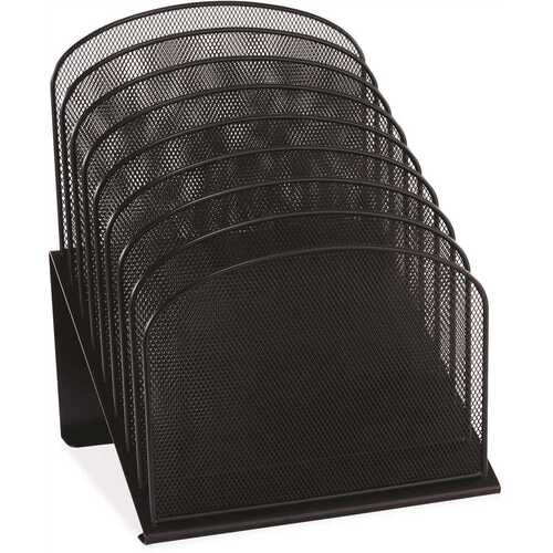 11-1/4 in. x 10-7/8 in. x 13-3/4 in. Mesh Desk Organizer 8-Sections Steel, Black