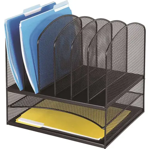 Onyx 13.5 in. x 11.38 in. x 13 in. 8-Section Steel Mesh Desk Organizer Black