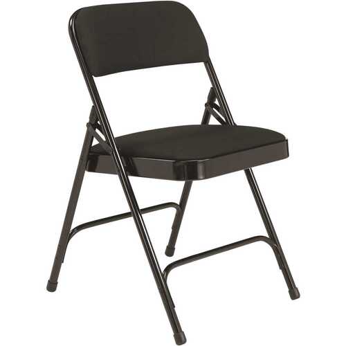 Midnight Black Fabric Padded Seat Stackable Folding Chair