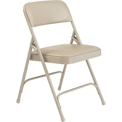 Grey Vinyl Padded Seat Stackable Folding Chair Gray