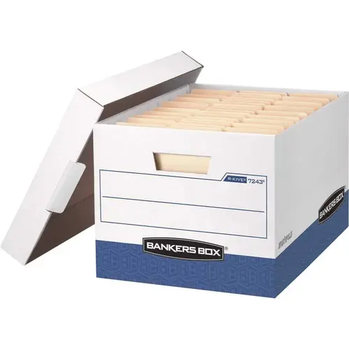 Bankers Box FEL07243 10.4 in. L x 12.8 in. W x 16.5 in. D R-Kive Storage Moving Boxes Blue - pack of 12