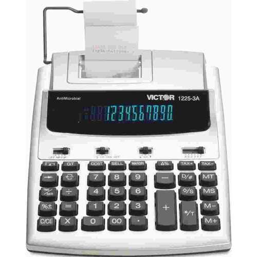 VICTOR TECHNOLOGIES 10145203 VICTOR ANTIMICROBIAL COMMERCIAL TWO-COLOR PRINTING CALCULATOR WITH FLUORESCENT DISPLAY, 12 DIGITS, METALLIC BLUE