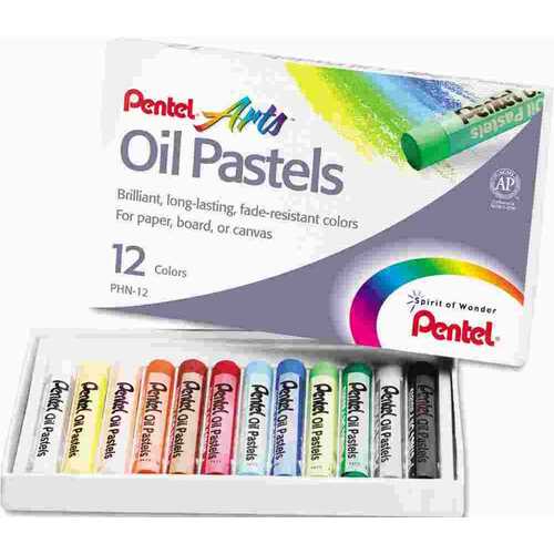Pentel of America, Ltd 10142984 OIL PASTEL SET WITH CARRYING CASE,12-COLOR SET, ASSORTED