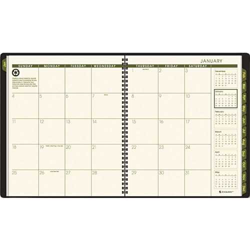 RECYCLED MONTHLY PROFESSIONAL PLANNER, 13 MONTHS (JAN-JAN), GREEN COVER