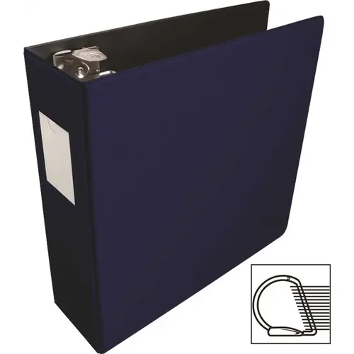 S.P. Richards Co. 2494660 D-RING BINDER, WITH LABEL HOLDER, HEAVY-DUTY, 3 IN., BLUE