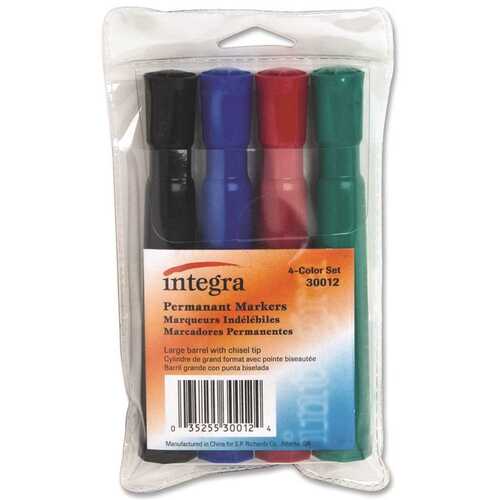 Integra 3554953 PERMANENT CHISEL MARKER, POINT STYLE, ASSORTED INK