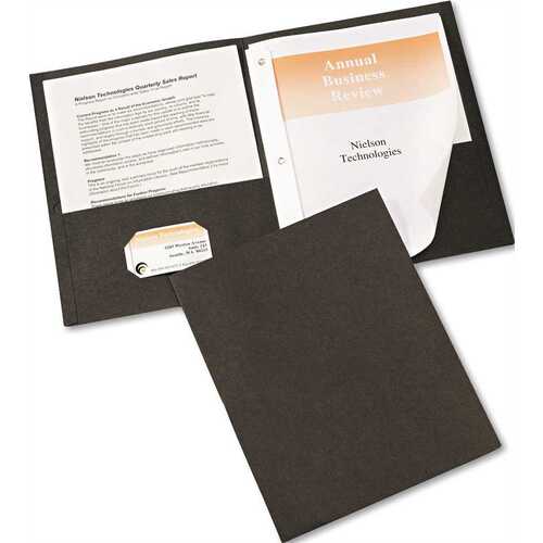 Avery Dennison 10144560 AVERY PAPER TWO-POCKET REPORT COVER, TANG CLIP, LETTER, 1/2" CAPACITY, BLACK