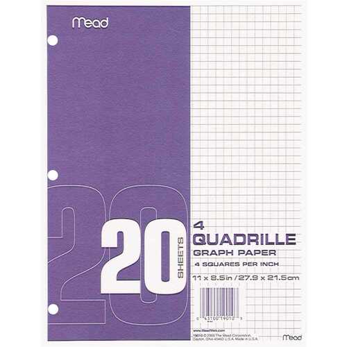 Mead MEA19010 Quad Ruled 3-Hole Graph Paper-Letter