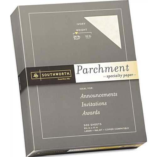 SOUTHWORTH CO. 10148655 PARCHMENT SPECIALTY PAPER, 24 LBS., 8-1/2 X 11, IVORY