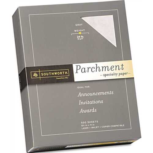 PARCHMENT SPECIALTY PAPER, 24 LBS., 8-1/2 X 11, GRAY