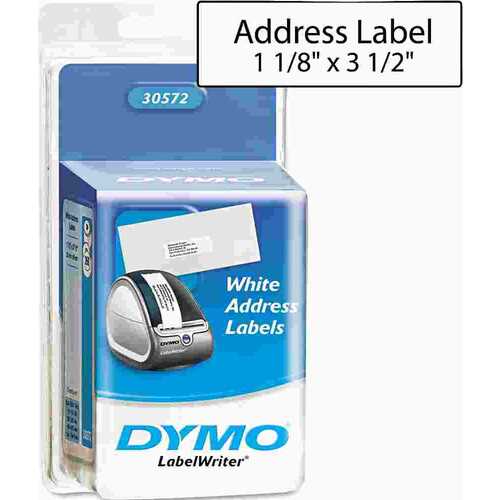 Dymo 10137611 ADDRESS LABELS, 1-1/8 X 3-1/2, WHITE