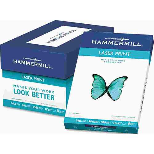 HAMMERMILL/HP EVERYDAY PAPERS 10138117 LASER PRINT OFFICE PAPER, 98 BRIGHTNESS, 24LB, 11 X 17, WHITE, 500 SHEETS/REAM