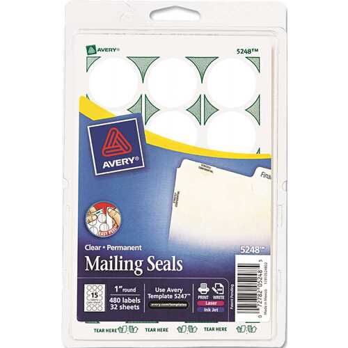 Avery Dennison 10147564 AVERY PRINT OR WRITE MAILING SEALS, 1IN DIA., CLEAR