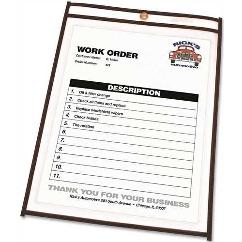 SHOP TICKET HOLDERS, LETTER, CLEAR FRONT & BACK W/BLACK STITCHING