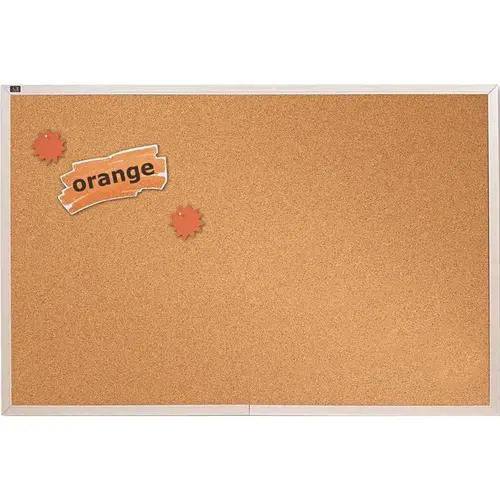 Quartet QRTECKA406 Natural Cork Bulletin Board, 4 ft. x 6 ft., Aluminum Frame Brown