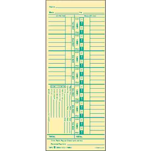 TOPS BUSINESS FORMS 10150920 TIME CARD FOR ACROPRINT AND LATHEM, WEEKLY, 3-1/2 X 9