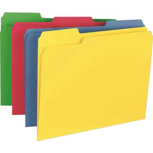 S.P. Richards Co. 2494496 FILE FOLDERS, HEAVY-WEIGHT, LETTER, 1/3 CUT, 14 PT., , ASSORTED