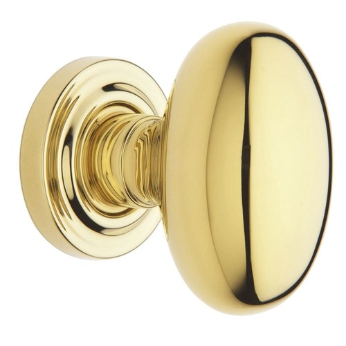 Estate Egg Knob Set w/5048 Rose Non Lacquered Brass