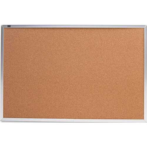 Quartet QRT2303 24 in. x 36 in. Bulletin Board with Natural Cork Surface and Silver