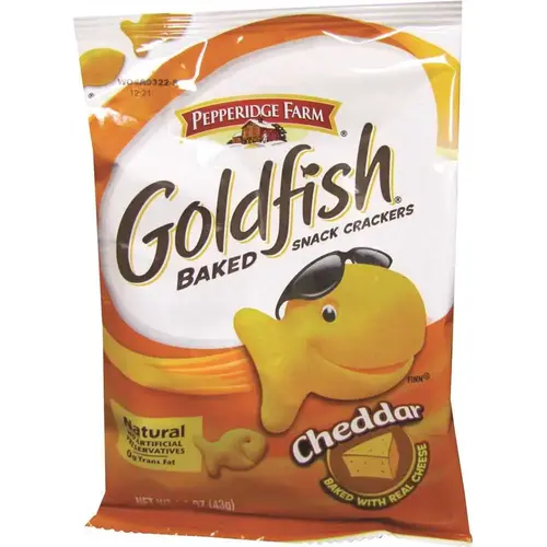 Goldfish CAM13539 1.5 oz. Cheddar Single-Serve Crackers Salty Snack Bag - pack of 72