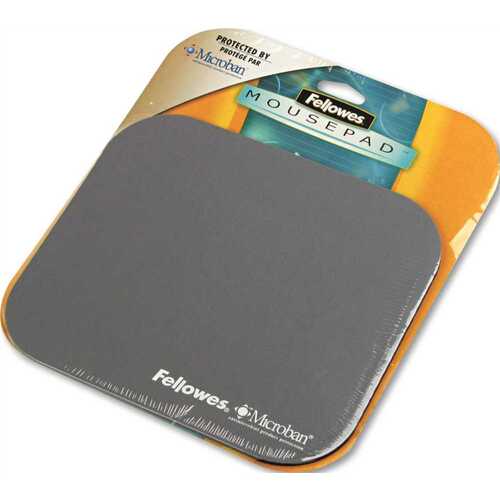 FELLOWES MFG. CO. 10141658 MOUSE PAD W/MICROBAN, NONSKID BASE, 9 X 8, SILVER
