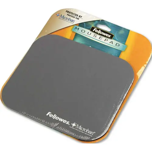 FELLOWES MFG. CO. 10141658 MOUSE PAD W/MICROBAN, NONSKID BASE, 9 X 8, SILVER