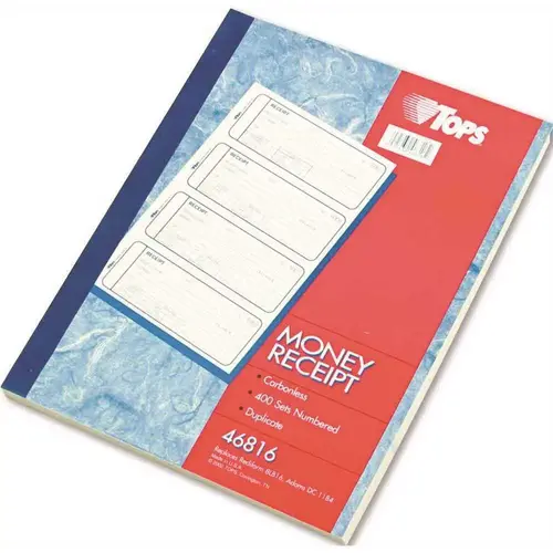 Tops TOP46816 7-1/4 in. x 2-3/4 in. 2-Part Carbonless Money and Rent Receipt Books (/Book) Assorted