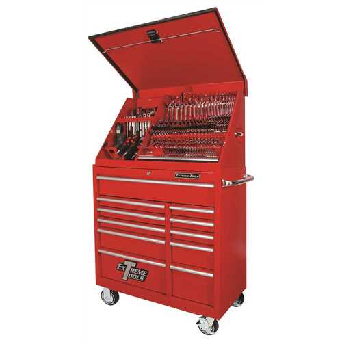41 in. Portable Workstation 11-Drawer Tool Chest and Cabinet Combo in Red