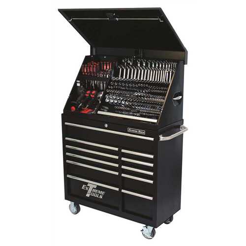 Extreme Tools PWS4100TXBK 41 in. 0-Drawer Portable Workstation Top Chest in Textured Black
