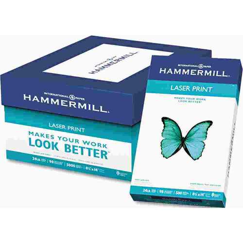 HAMMERMILL/HP EVERYDAY PAPERS 10138122 LASER PRINT OFFICE PAPER, 98 BRIGHTNESS, 24LB, 8-1/2 X 14, WHITE, 500 SHEETS/RM