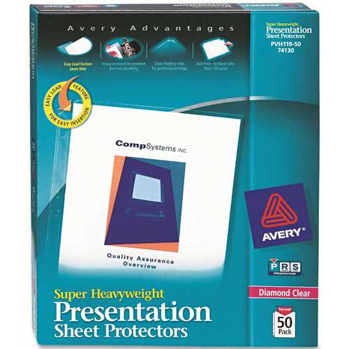 Avery Dennison 10147983 AVERY TOP-LOAD POLY SHEET PROTECTOR, SUPER HEAVY GAUGE, LTR, DIAMOND CLEAR