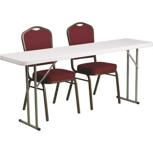 National Brand Alternative CGA-RB-21425-BU-HD 72 in. Burgundy Plastic Tabletop Fabric Seat Folding Table and Chair Set Red