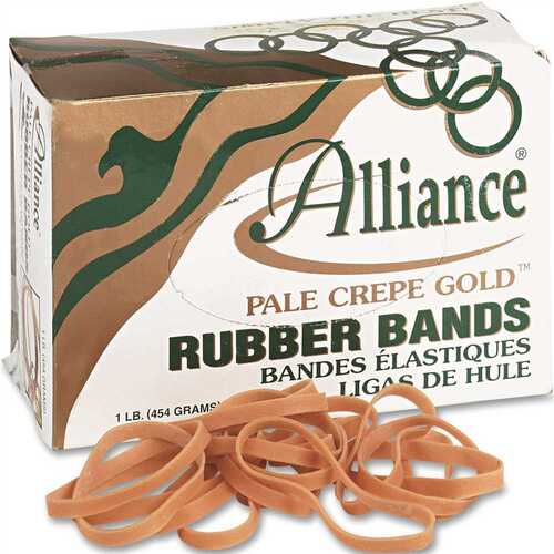 Alliance Rubber Company 10147222 PALE CREPE GOLD RUBBER BANDS, SIZE 64, 3-1/2 X 1/4, 1LB BOX