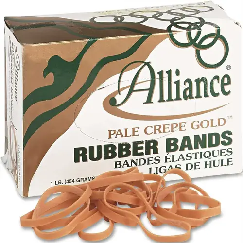 Alliance Rubber Company 10147222 PALE CREPE GOLD RUBBER BANDS, SIZE 64, 3-1/2 X 1/4, 1LB BOX