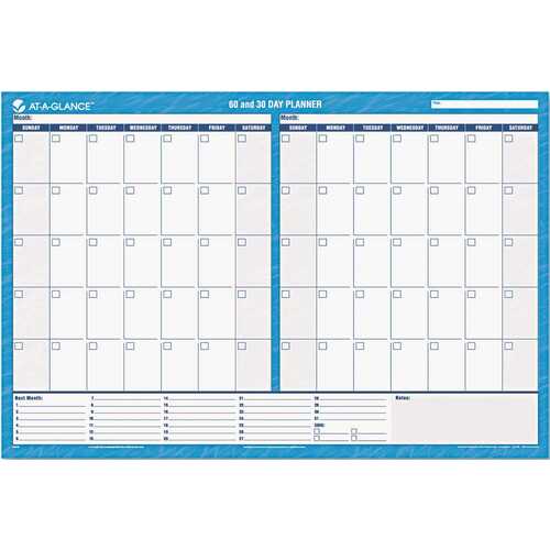 30/60-DAY FORMAT REVERSIBLE/ERASABLE UNDATED WALL PLANNER, 48 X 32, BLUE/WHITE