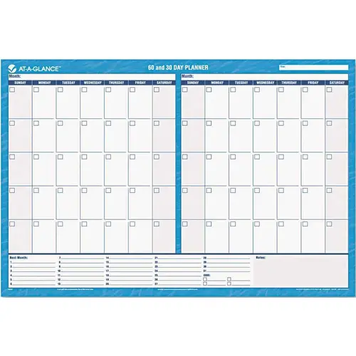 AT-A-GLANCE 10146659 30/60-DAY FORMAT REVERSIBLE/ERASABLE UNDATED WALL PLANNER, 48 X 32, BLUE/WHITE