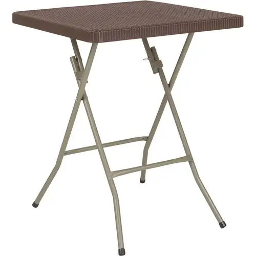 National Brand Alternative CGA-FLF-239677-BR-HD 23.5 in. Brown Plastic Tabletop Metal Frame Folding Table