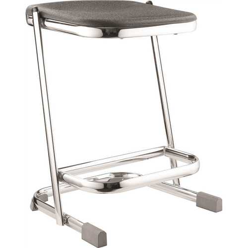 National Public Seating 6622 22 in. Elephant Z-Stool, Black Seat and Chrome Frame