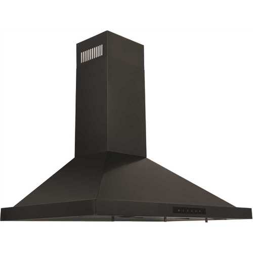 36 in. 400 CFM Ducted Vent Wall Mount Range Hood in Black Stainless Steel