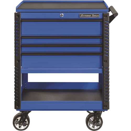 Professional 33 in. Deluxe 4-Drawer Tool Utility Cart with Bumpers in Blue